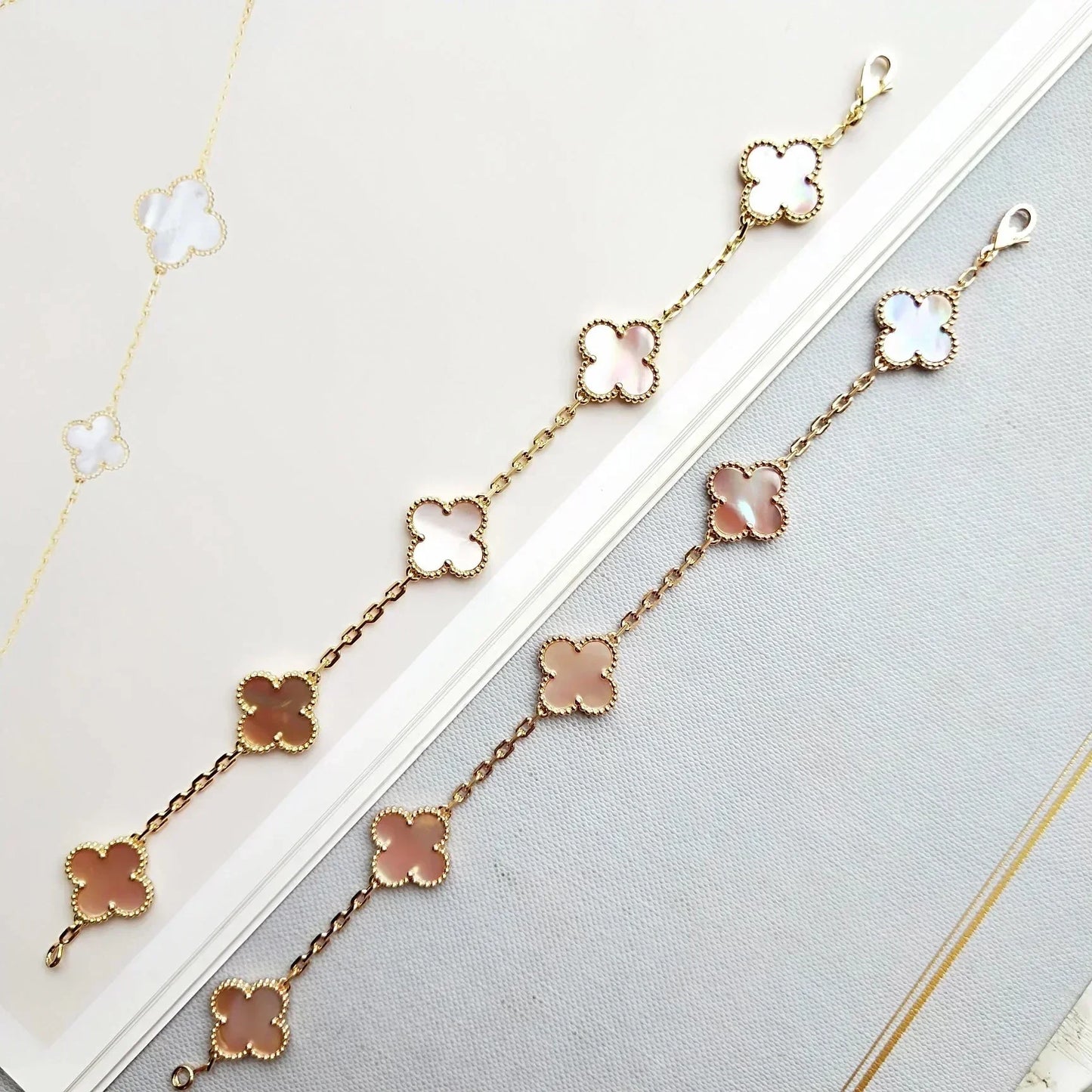 [Star Jewelry] CLOVER 5 MOTIFS  PINK MOP BRACELET COLLECTION