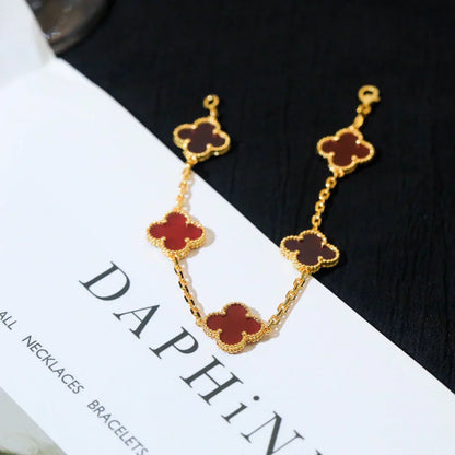 [Star Jewelry] CLOVER 5 MOTIF RED CORNELIAN BRACELET COLLECTION