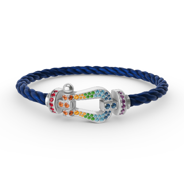 [Star Jewelry]FORC LARGE HORSESHOE  COLORED DIAMOND BRACELET SILVER