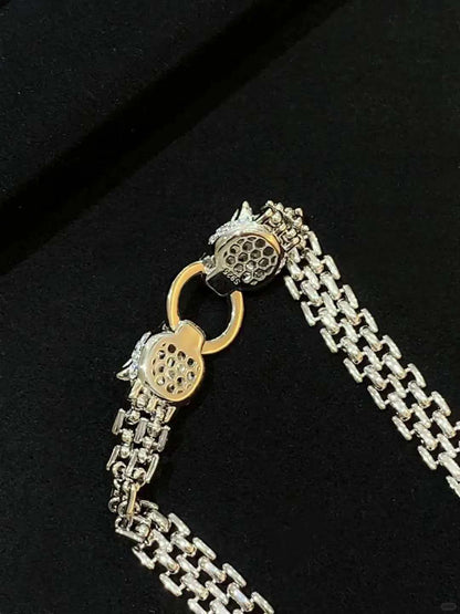 [Star Jewelry] Cartier Panthère Double Panther Head Cuban Link Bracelet