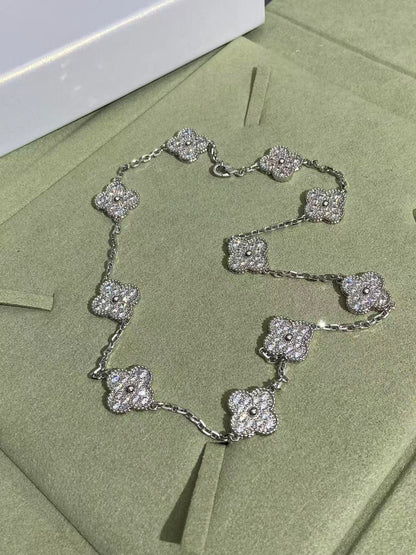 [Star Jewelry]CLOVER 10 MOTIFS  FULL DIAMOND NECKLACE