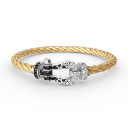 [Star Jewelry]FORCE LARGE HORSESHOE BLACK WHITE DIAMOND BRACELET SILVER
