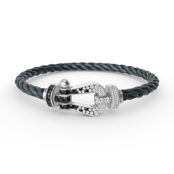 [Star Jewelry]FORCE LARGE HORSESHOE BLACK WHITE DIAMOND BRACELET SILVER