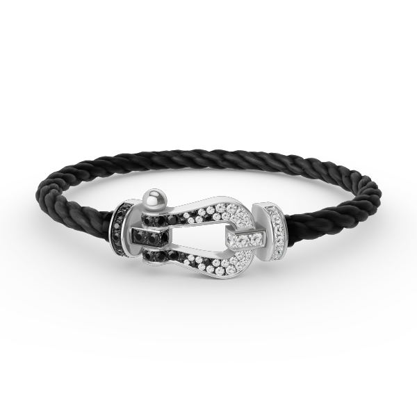 [Star Jewelry]FORCE LARGE HORSESHOE BLACK WHITE DIAMOND BRACELET SILVER