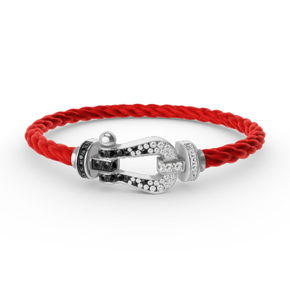 [Star Jewelry]FORCE LARGE HORSESHOE BLACK WHITE DIAMOND BRACELET SILVER