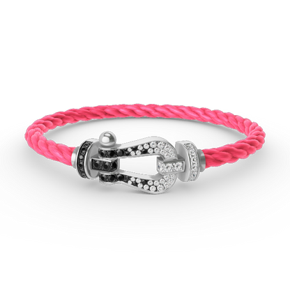 [Star Jewelry]FORCE LARGE HORSESHOE BLACK WHITE DIAMOND BRACELET SILVER