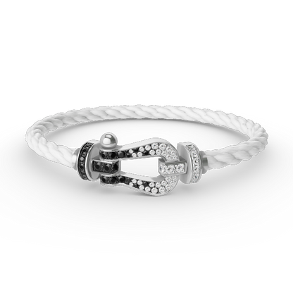 [Star Jewelry]FORCE LARGE HORSESHOE BLACK WHITE DIAMOND BRACELET SILVER