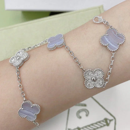 [Star Jewelry] CLOVER 5 MOTIF PURPLE CHALCEDONY BRACELET COLLECTION