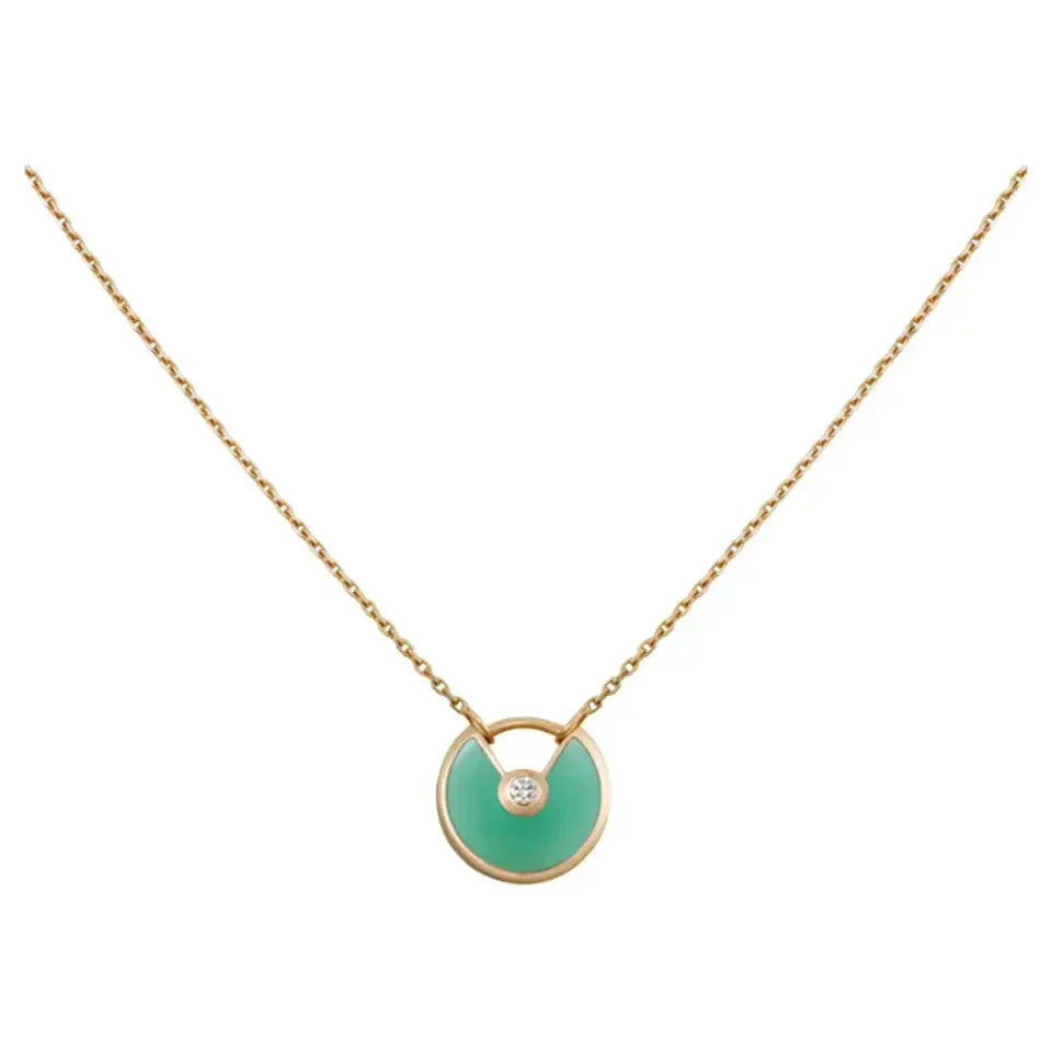 [Star Jewelry]AMULETTE GOLD MALACHITE NECKLACE