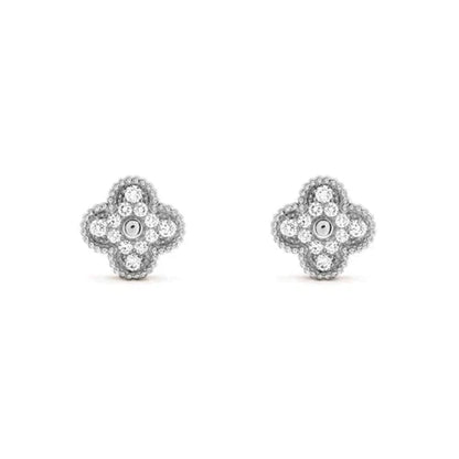 [Star Jewelry]CLOVER 1 MOTIFS DIAMOND STUD EARRINGS SILVER