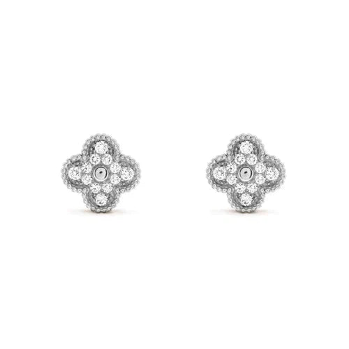 [Star Jewelry]CLOVER 1 MOTIFS DIAMOND STUD EARRINGS SILVER