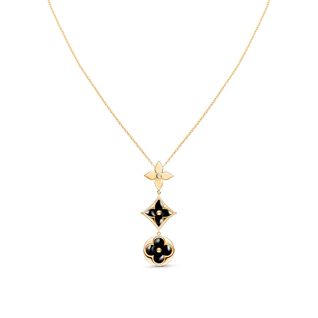 [Star Jewelry]STAR AND SUN ONYX PINK GOLD NECKLACE