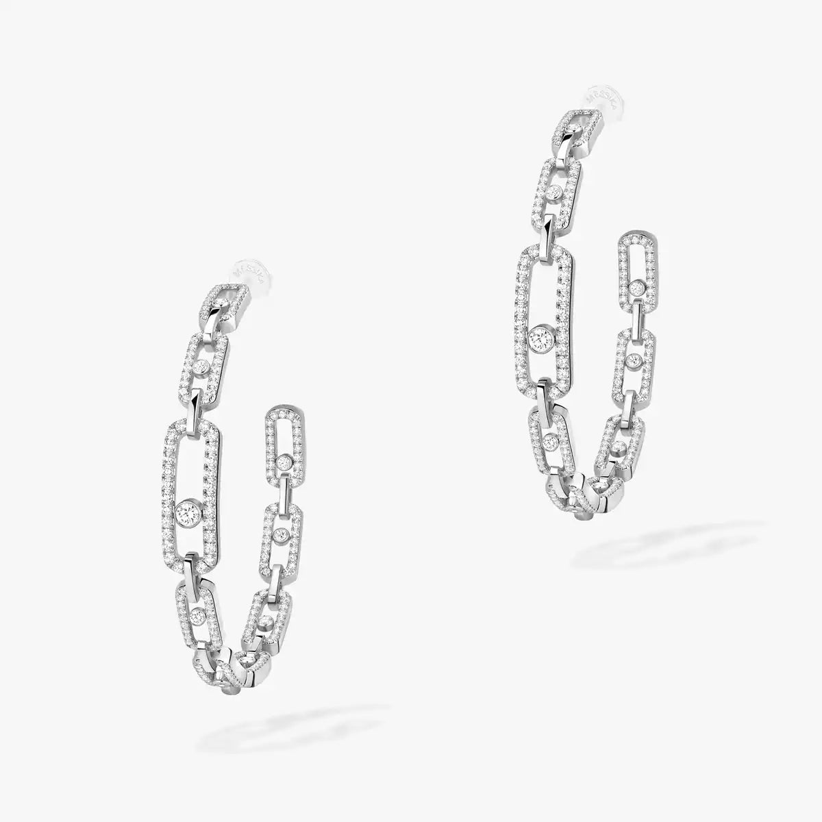 [[Stars Jewelry]Move Link Diamond Hoop Earrings