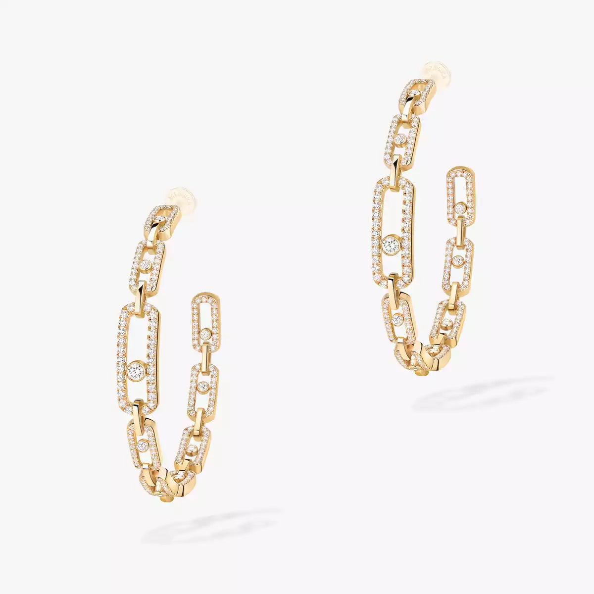 [[Stars Jewelry]Move Link Diamond Hoop Earrings