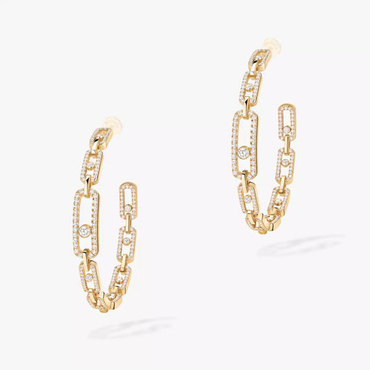 [[Stars Jewelry]Move Link Diamond Hoop Earrings