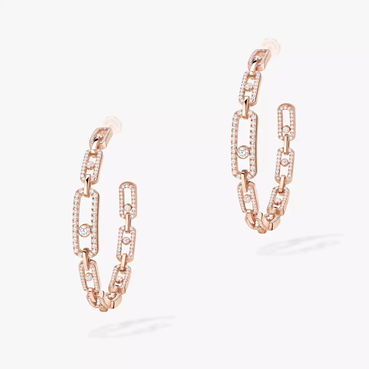 [[Stars Jewelry]Move Link Diamond Hoop Earrings