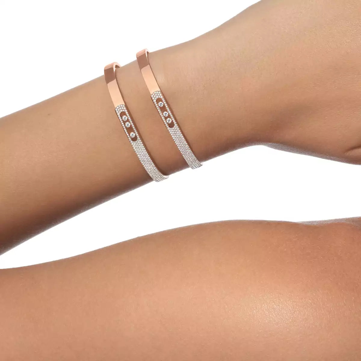 [Stars Jewelry]Move Noa Rose Gold Pavé Diamond Bangle Bracelet