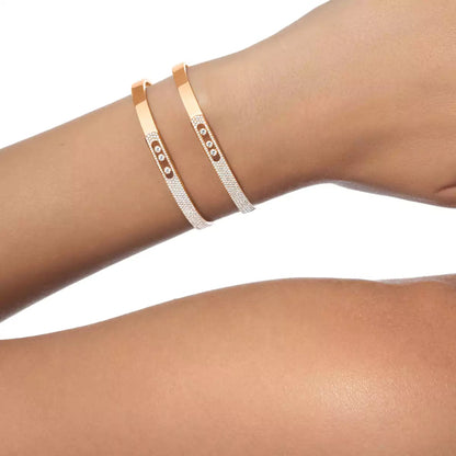 [Stars Jewelry]Move Noa Rose Gold Pavé Diamond Bangle Bracelet
