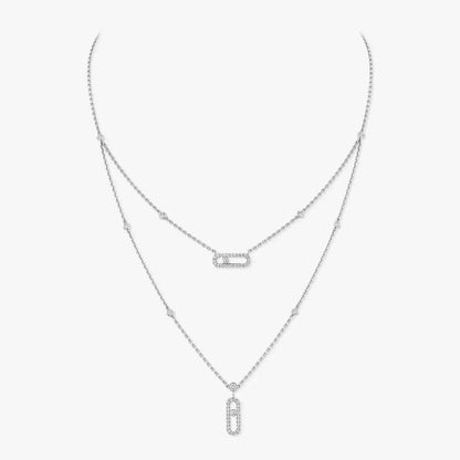 [Stars Jewelry]2 Rows Rose Gold Diamond Pave_ Necklace Move Uno