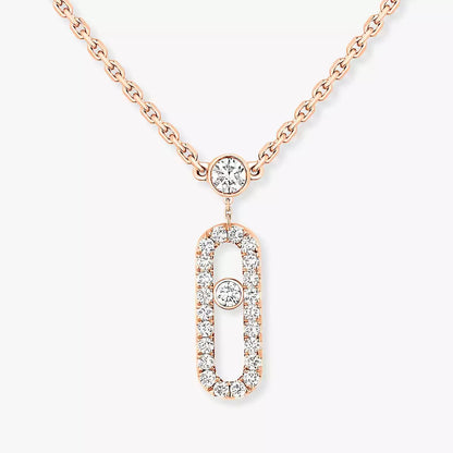 [Stars Jewelry]2 Rows Rose Gold Diamond Pave_ Necklace Move Uno