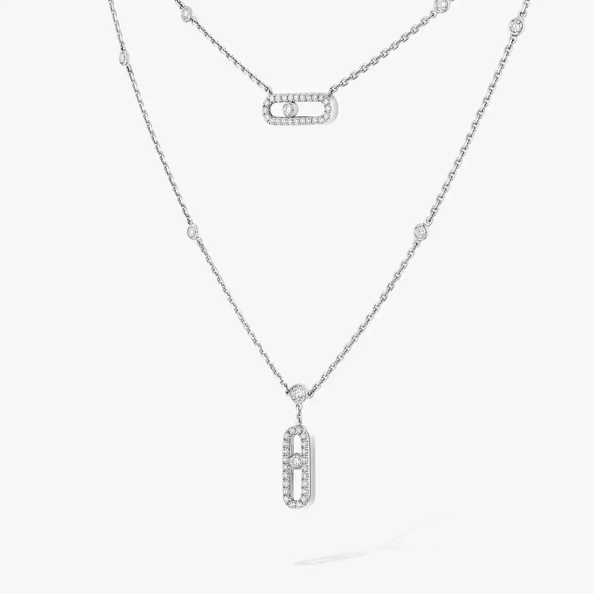 [Stars Jewelry]2 Rows Rose Gold Diamond Pave_ Necklace Move Uno