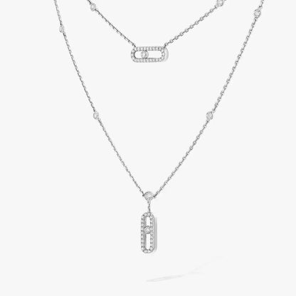 [Stars Jewelry]2 Rows Rose Gold Diamond Pave_ Necklace Move Uno