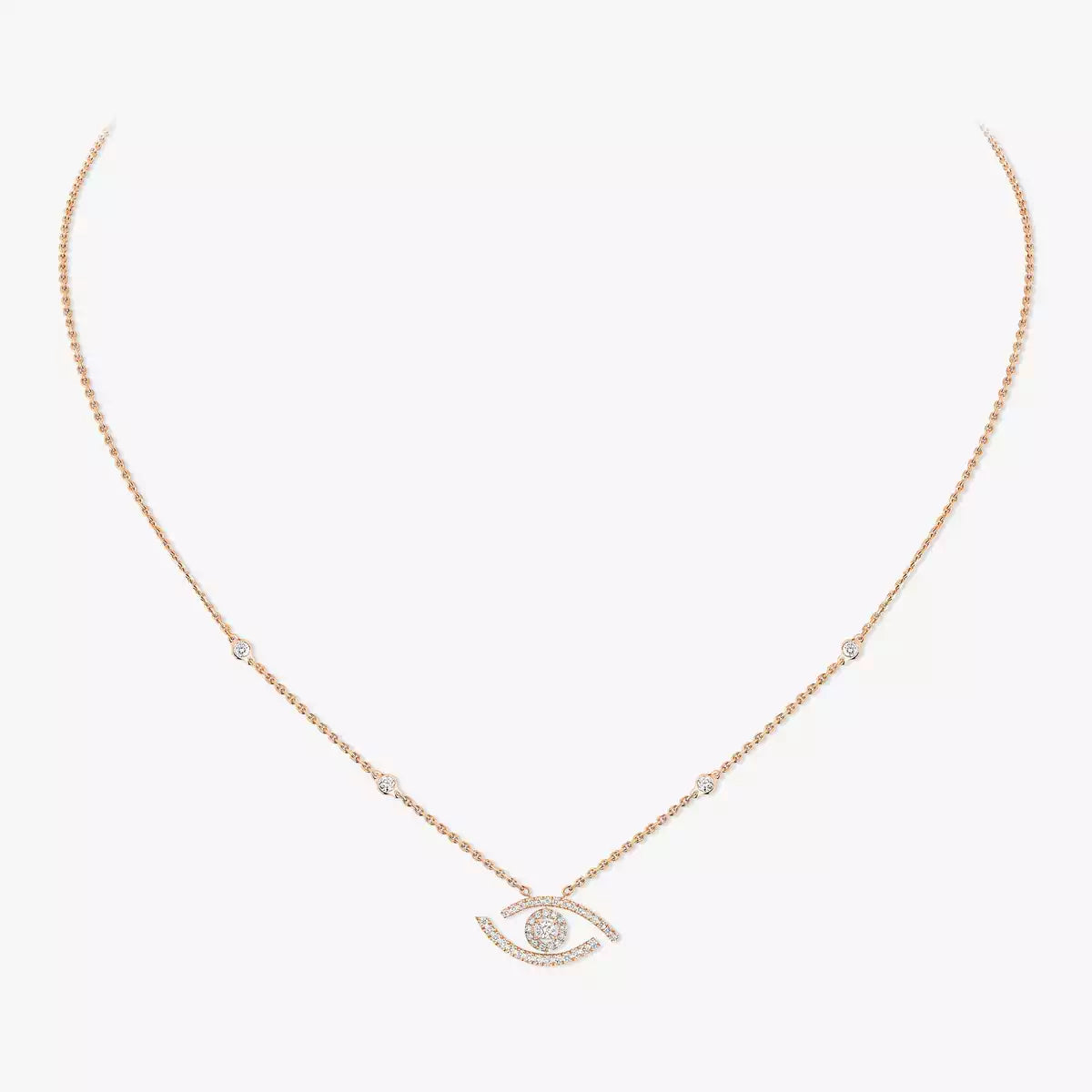 [Stars Jewelry]Pave_ Diamond Necklace Lucky Eye
