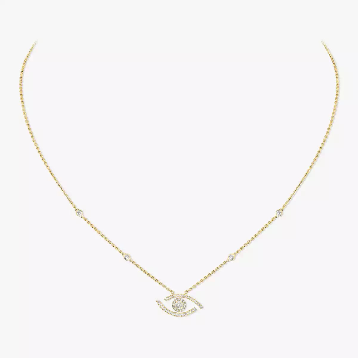 [Stars Jewelry]Pave_ Diamond Necklace Lucky Eye