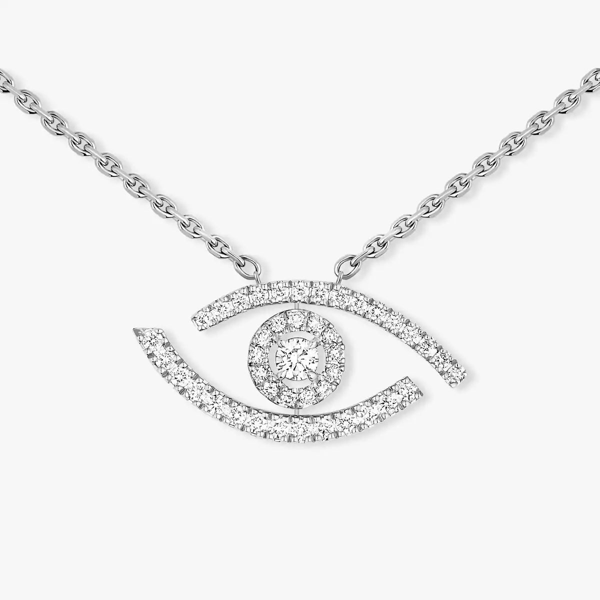 [Stars Jewelry]Pave_ Diamond Necklace Lucky Eye