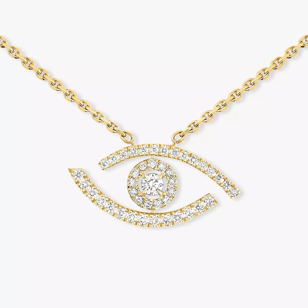[Stars Jewelry]Pave_ Diamond Necklace Lucky Eye