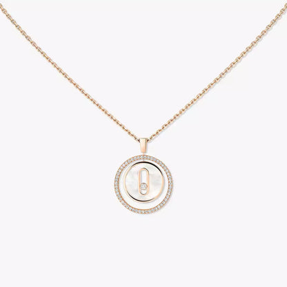 [Stars Jewelry]Lucky Move Diamond Necklace in Rose Gold and White Mother-of-Pearl