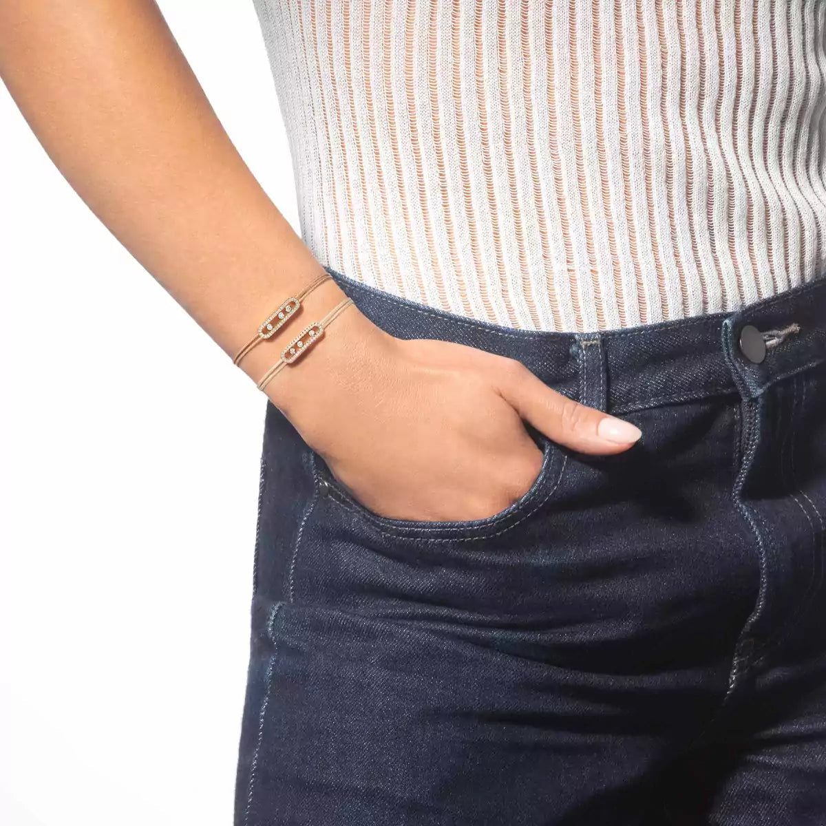 [Stars Jewelry]mk Care(s) pink cord pavé bracelet