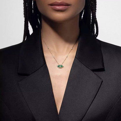 [Stars Jewelry]Lucky Eye Diamond Necklace in Rose Gold and Turquoise