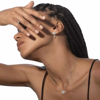 [Stars Jewelry]Pave_ Diamond Necklace Lucky Eye