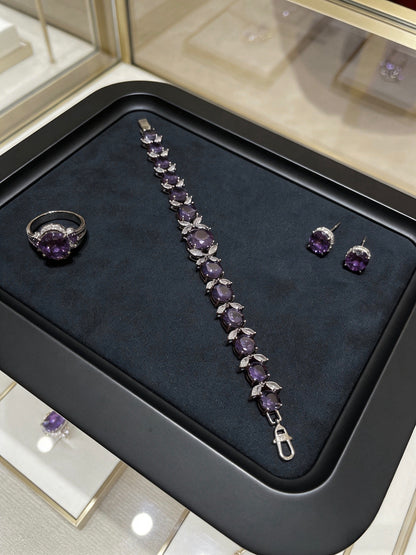 [Star Jewelry] Amethyst Leaf Motif Bracelet