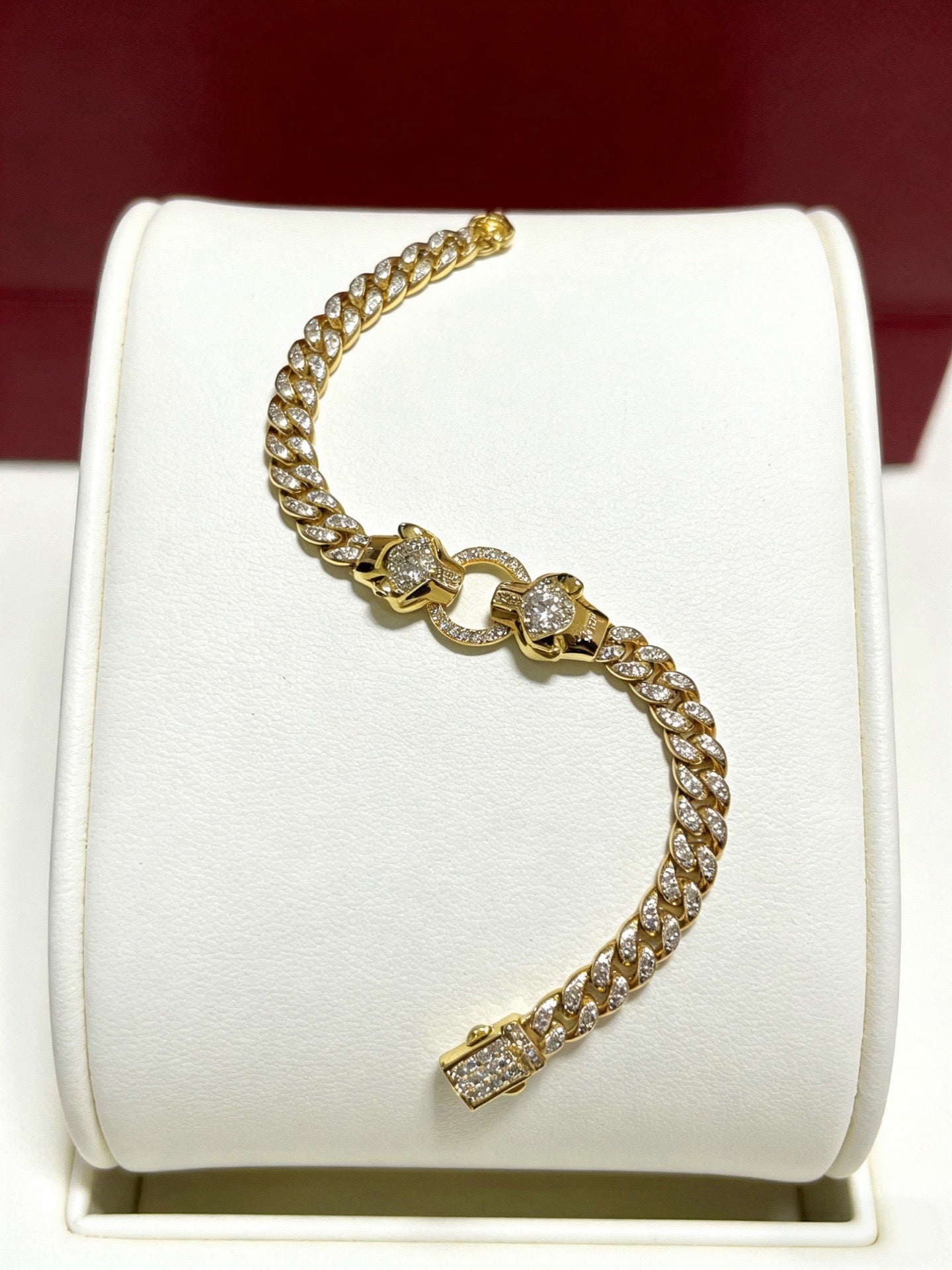 [Star Jewelry] Double Panther Head Diamond-set Cuban Link Bracelet