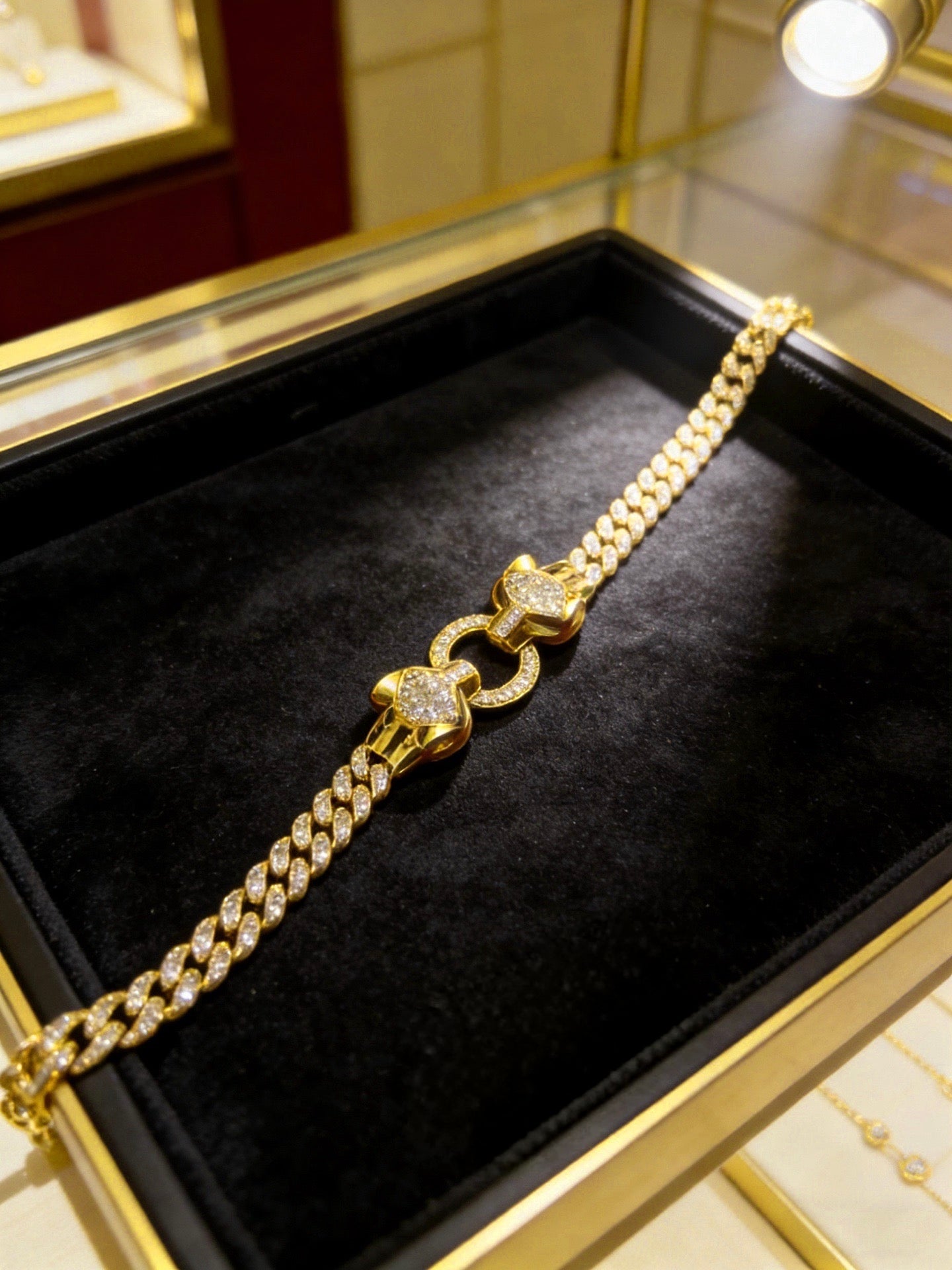 [Star Jewelry] Double Panther Head Diamond-set Cuban Link Bracelet