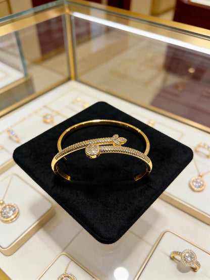 [Star Jewelry] Four-leaf Clover Full Diamond Nail Bangle (Light Luxury Custom Edition)