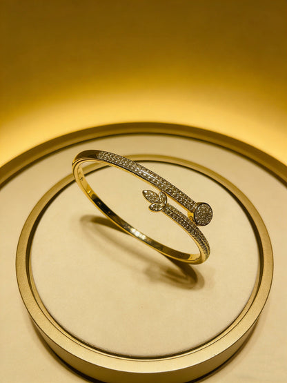 [Star Jewelry] Four-leaf Clover Full Diamond Nail Bangle (Light Luxury Custom Edition)