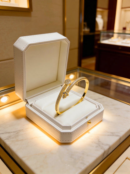 [Star Jewelry] Four-leaf Clover Full Diamond Nail Bangle (Light Luxury Custom Edition)