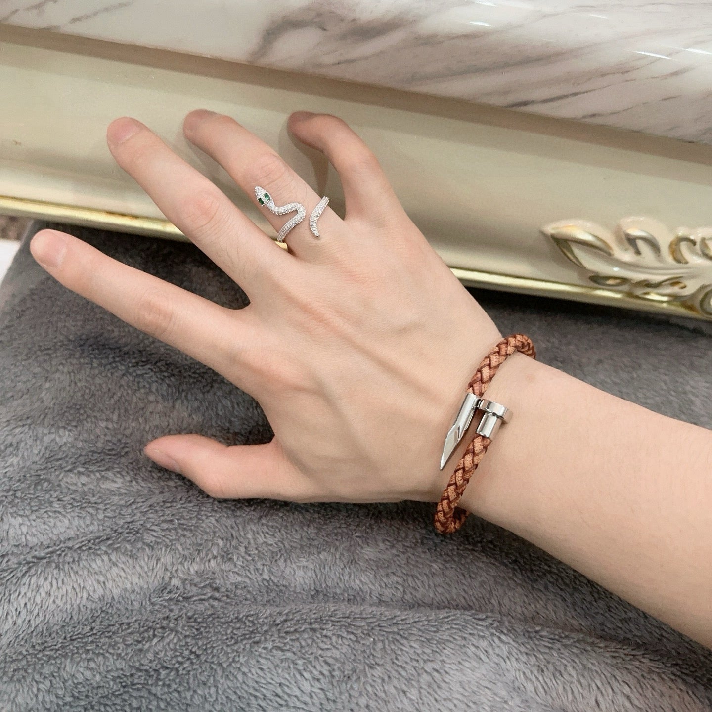[Star Jewelry] Cartier Juste un Clou Style Braided Leather Bracelet