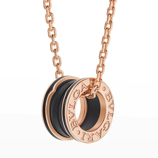 [Star Jewelry]ZERO 1 BLACK CERAMIC PINK GOLD NECKLACE