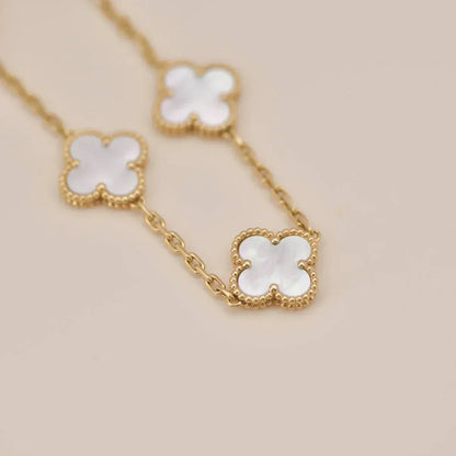 [Star Jewelry]CLOVER WHITE PEARL MOP 5 MOTIF BRACELET COLLECTION
