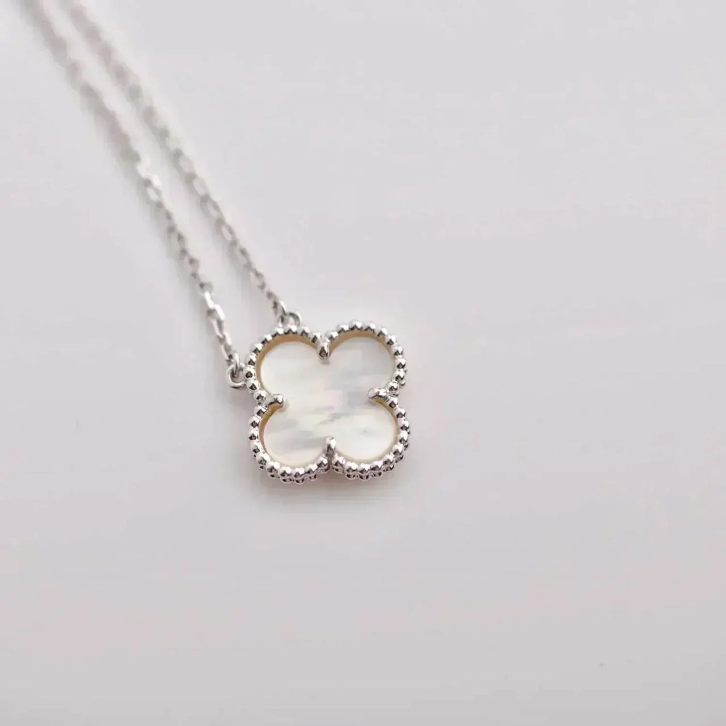 [Star Jewelry]CLOVER  15MM WHITE MOTHER-OF-PEARL SILVER