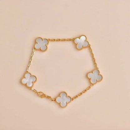 [Star Jewelry]CLOVER WHITE PEARL MOP 5 MOTIF BRACELET COLLECTION