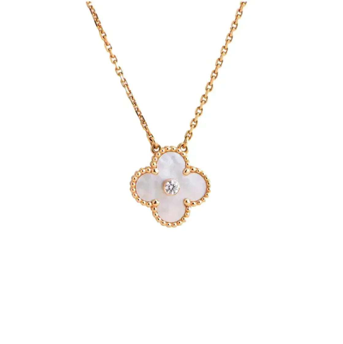 [Star Jewelry]CLOVER 15MM DIAMOND WHITE FRITILLARIA NECKLACE