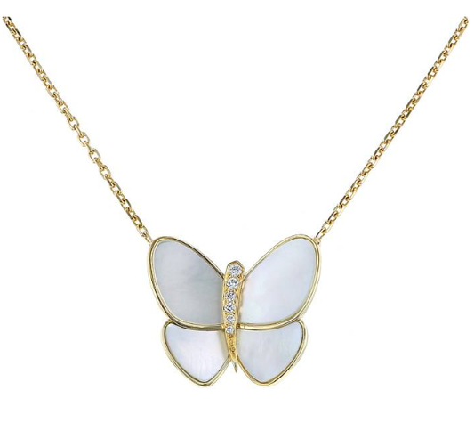 [Star Jewelry]BUTTERFLY GOLD MOP DIAMOND NECKLACE