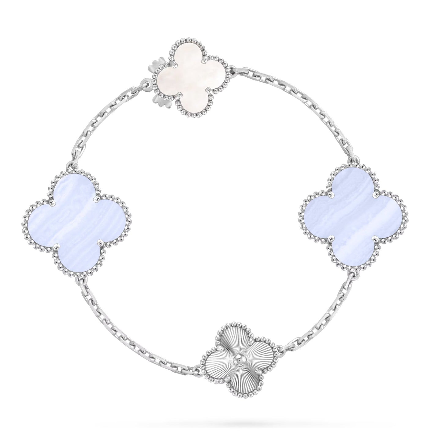 [Star Jewelry]DETACHABLE CLOVER 15(11+4) FLOWER SILVER NECKLACE SET
