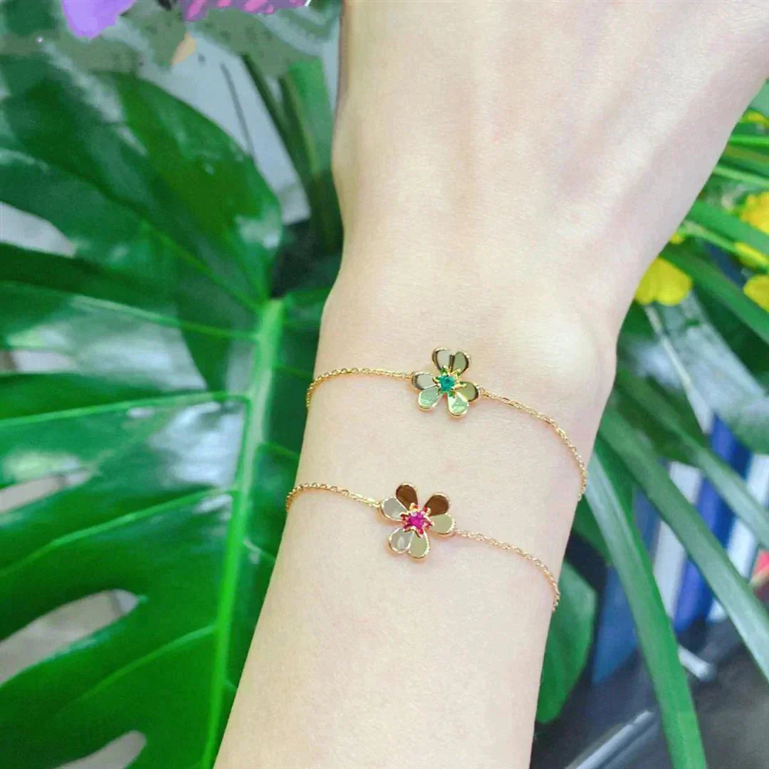 [Star Jewelry]FRIVOLE GOLD FLOWER PINK MALACHITE BRACELET