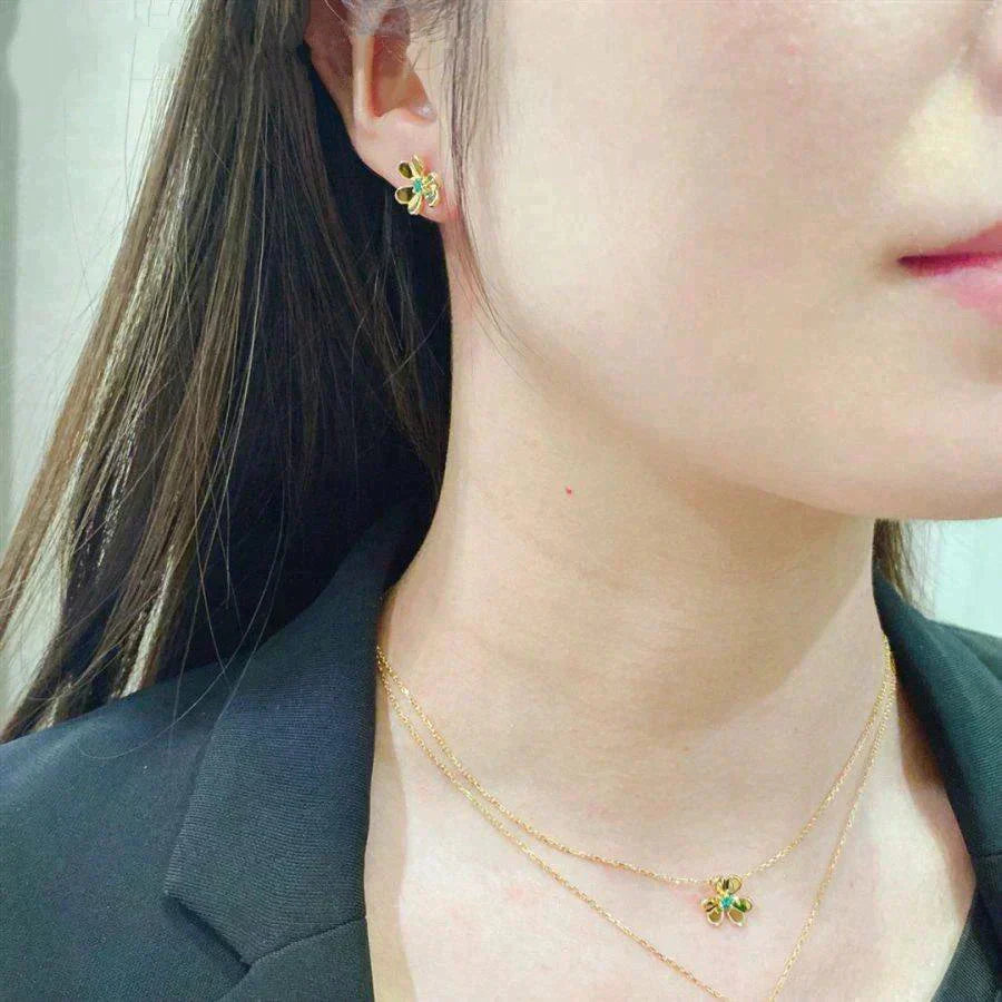 [Star Jewelry]FRIVOLE  FLOWER MALACHITE EARRINGS